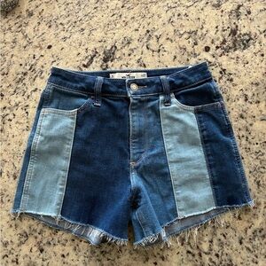 Hollister Curvy High Rise Patchwork Jean Shorts